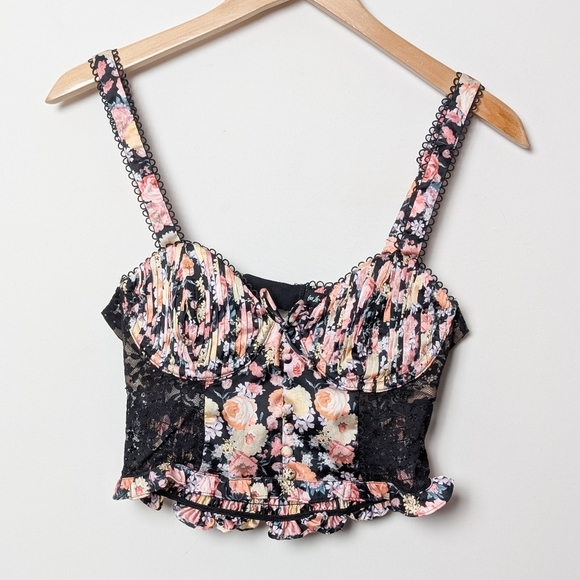 FOR LOVE & LEMONS Gardenia Corset Top Floral S - Picture 6 of 9